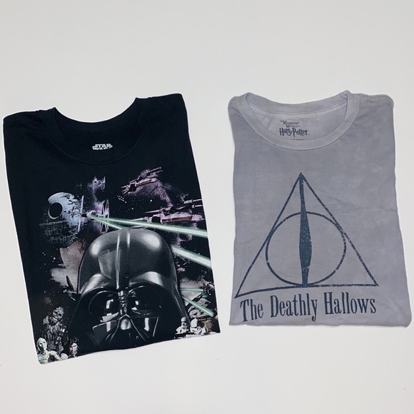 2 NEW men’s theme park movie tees